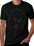 Abstract Face Outline Graphic Tee - Black