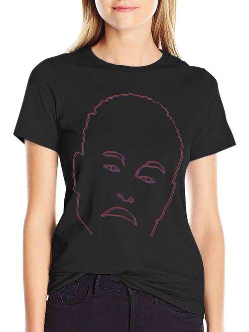 Abstract Face Outline Graphic Tee - Black