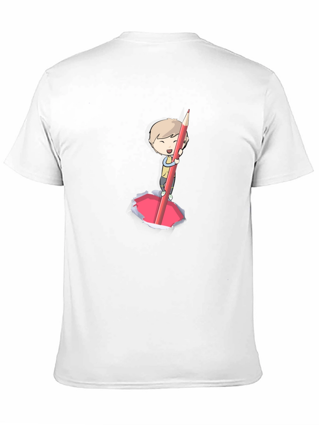 Cartoon Boy Pencil Art Black T-Shirt