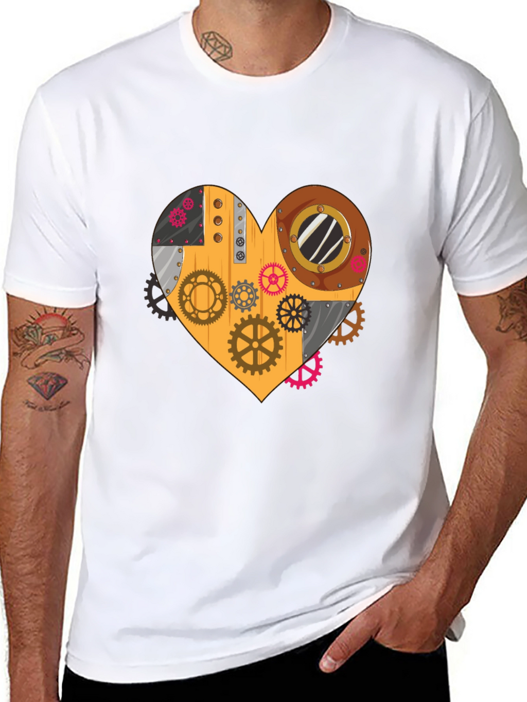 Steampunk Heart Gear T-Shirt - Unique Design