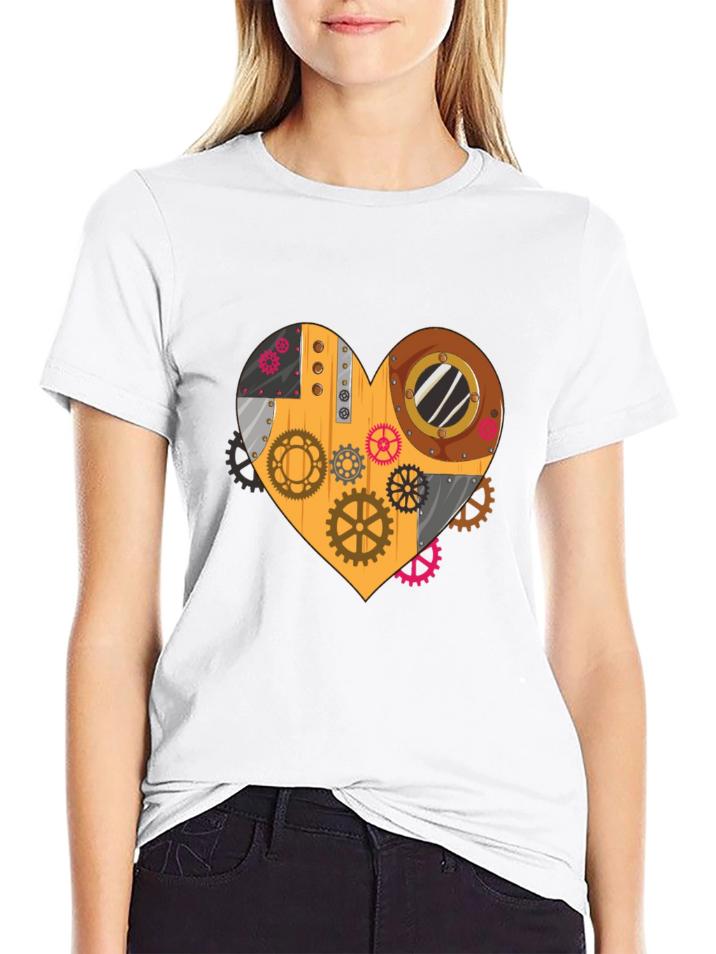 Steampunk Heart Gear T-Shirt - Unique Design