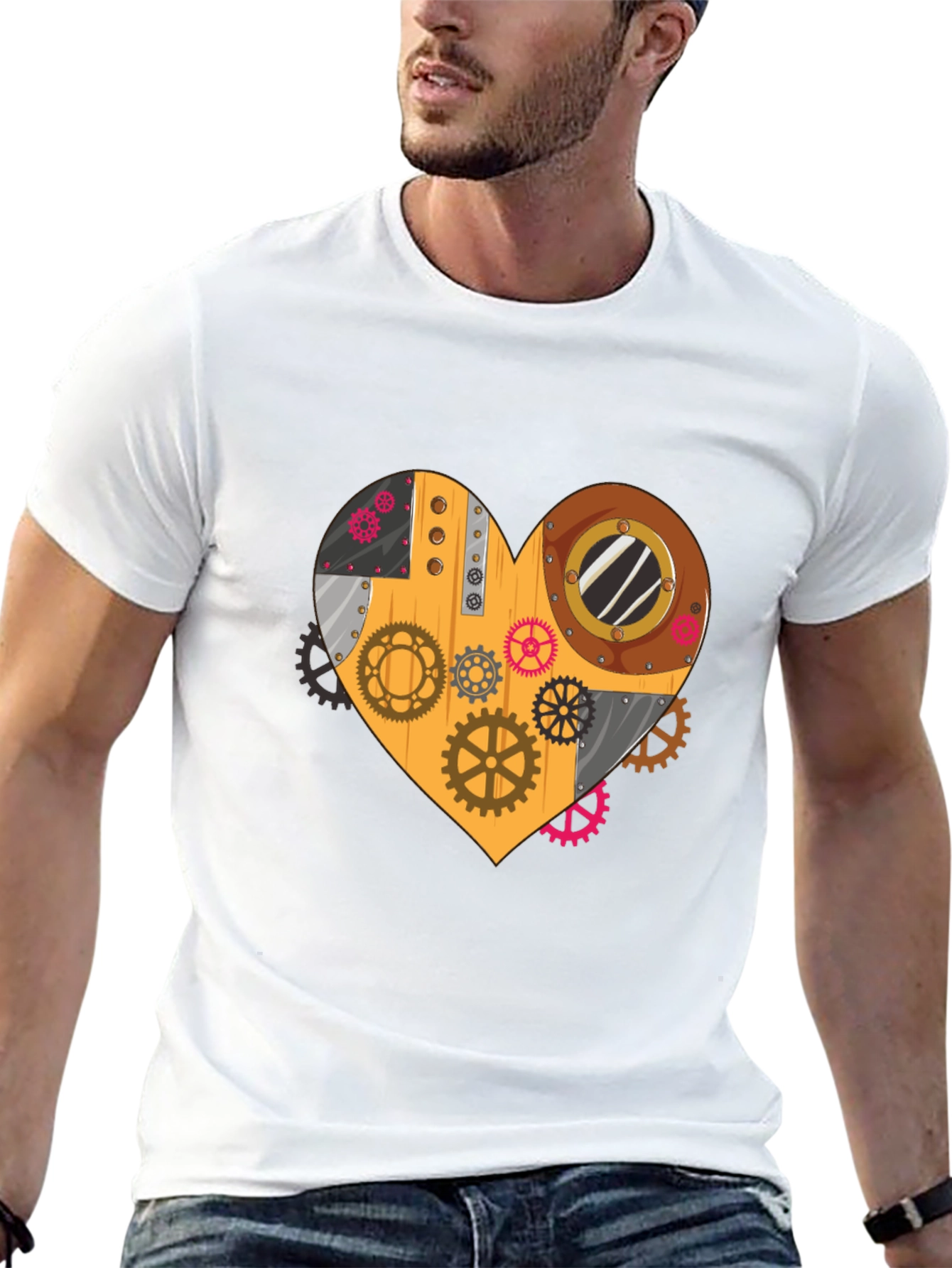 Steampunk Heart Gear T-Shirt - Unique Design