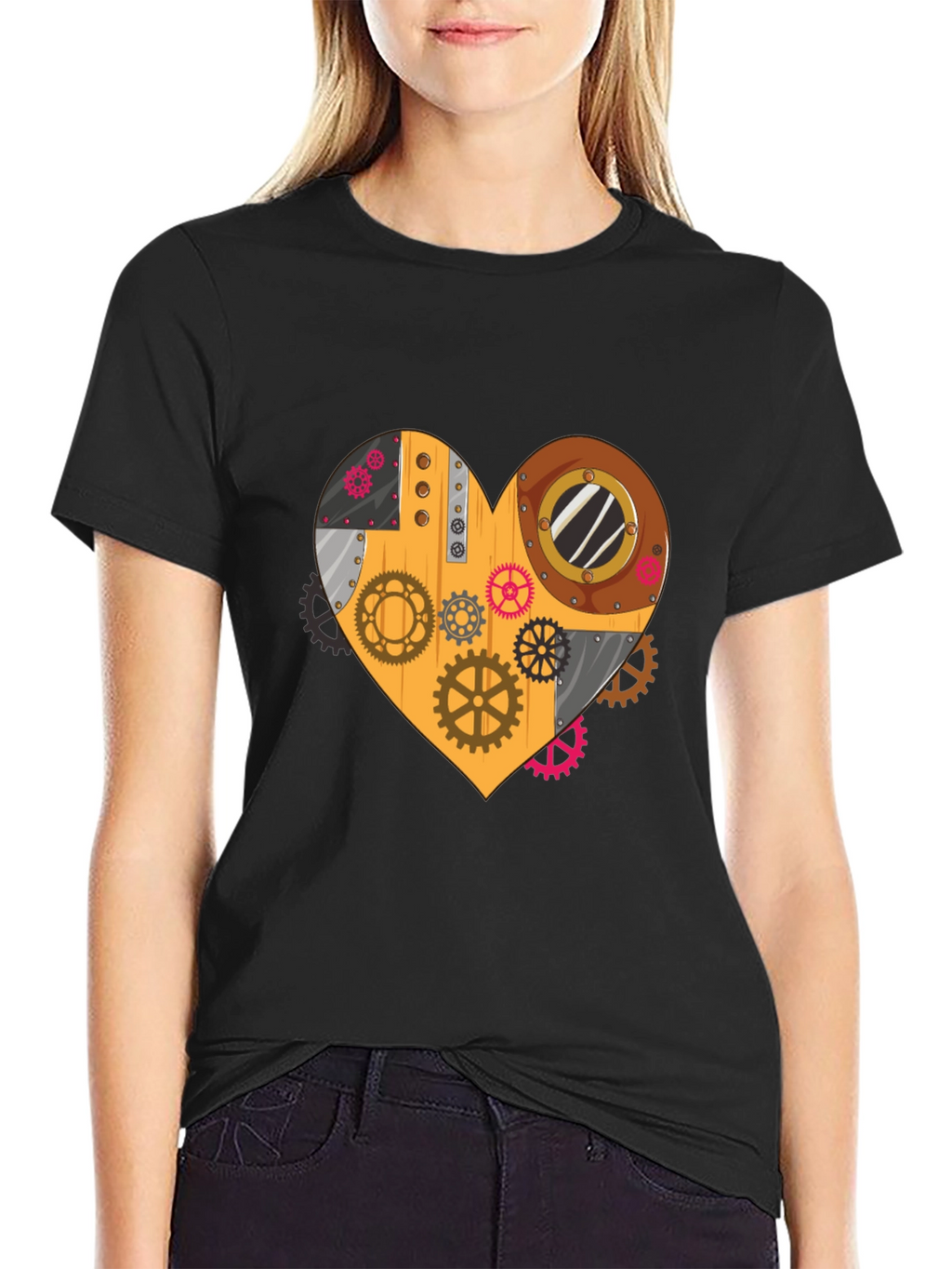 Steampunk Heart Gear T-Shirt - Unique Design