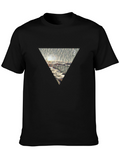 Abstract Triangle Design Black T-Shirt