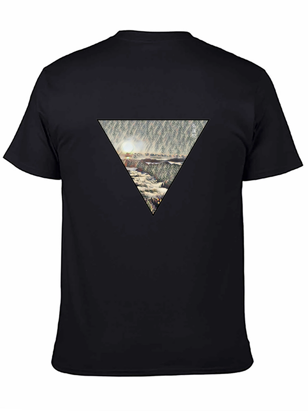 Abstract Triangle Design Black T-Shirt