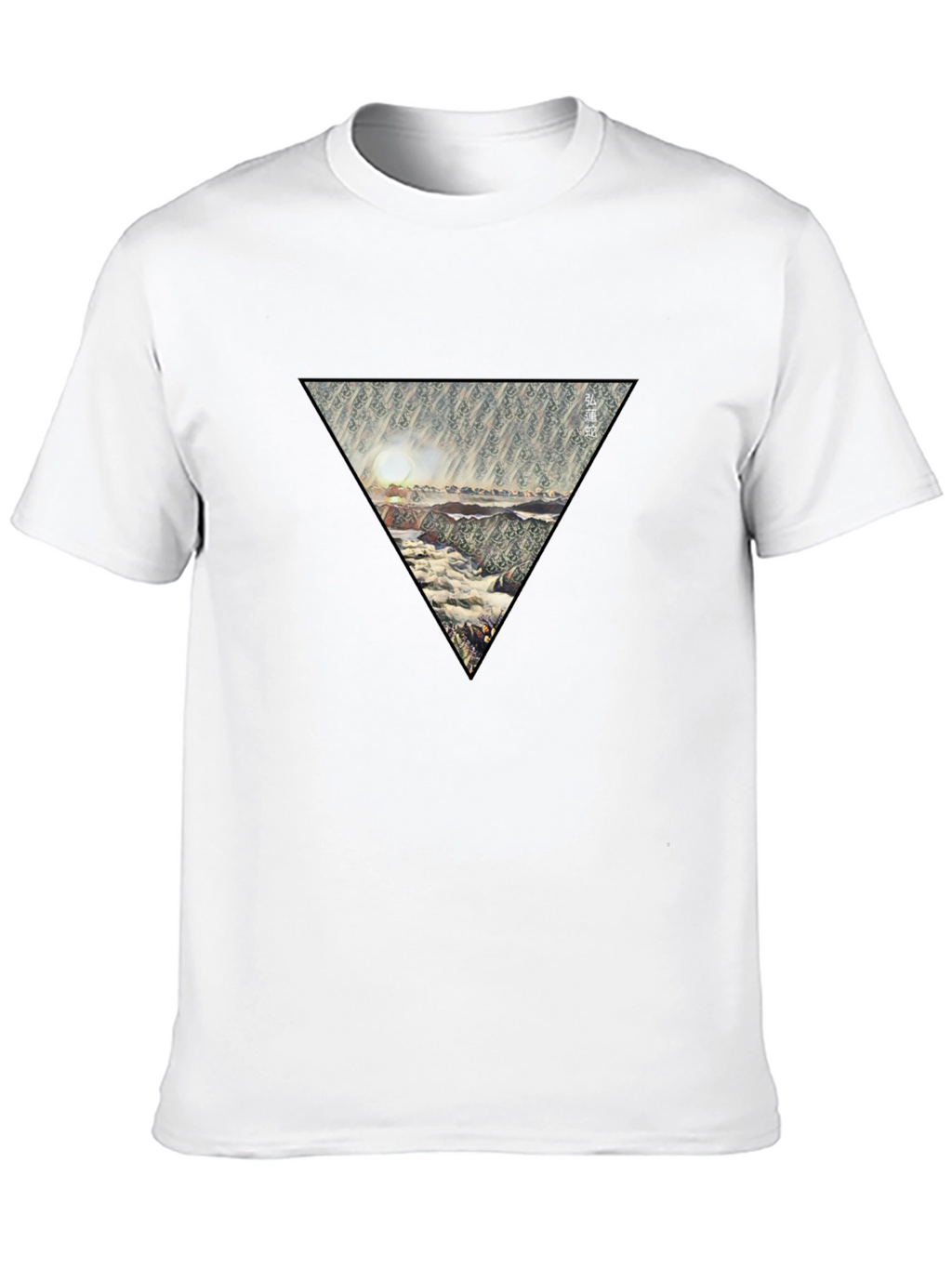 Abstract Triangle Design Black T-Shirt