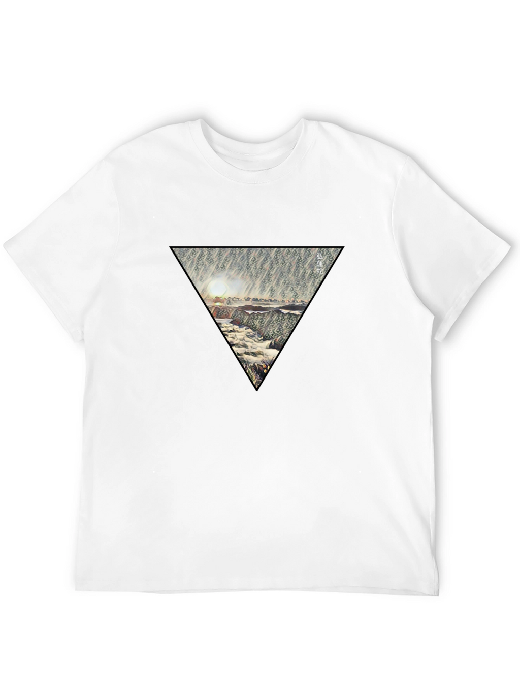 Abstract Triangle Design Black T-Shirt