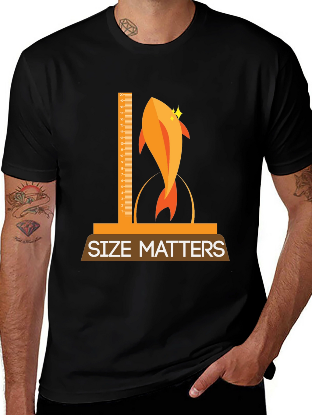 Size Matters Funny Fish Graphic T-Shirt
