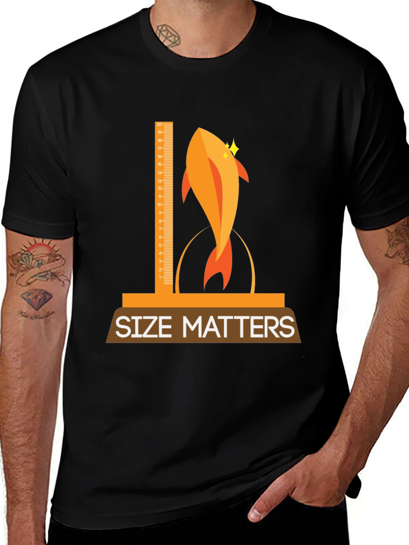 Size Matters Funny Fish Graphic T-Shirt
