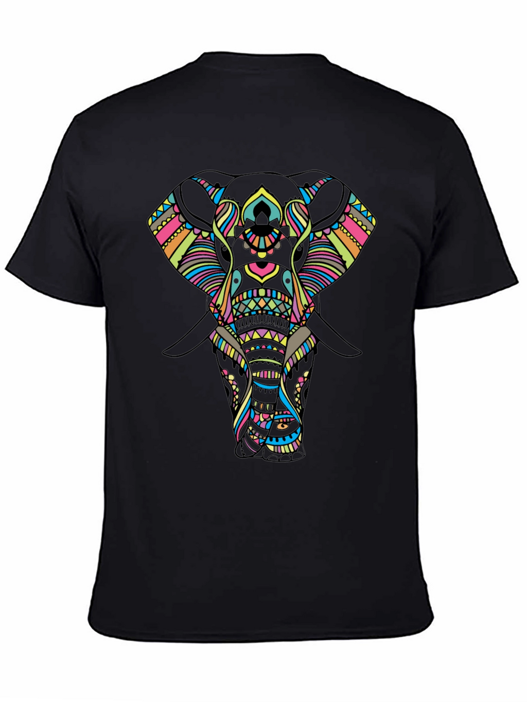 Mens Black T-Shirt with Elephant Design
