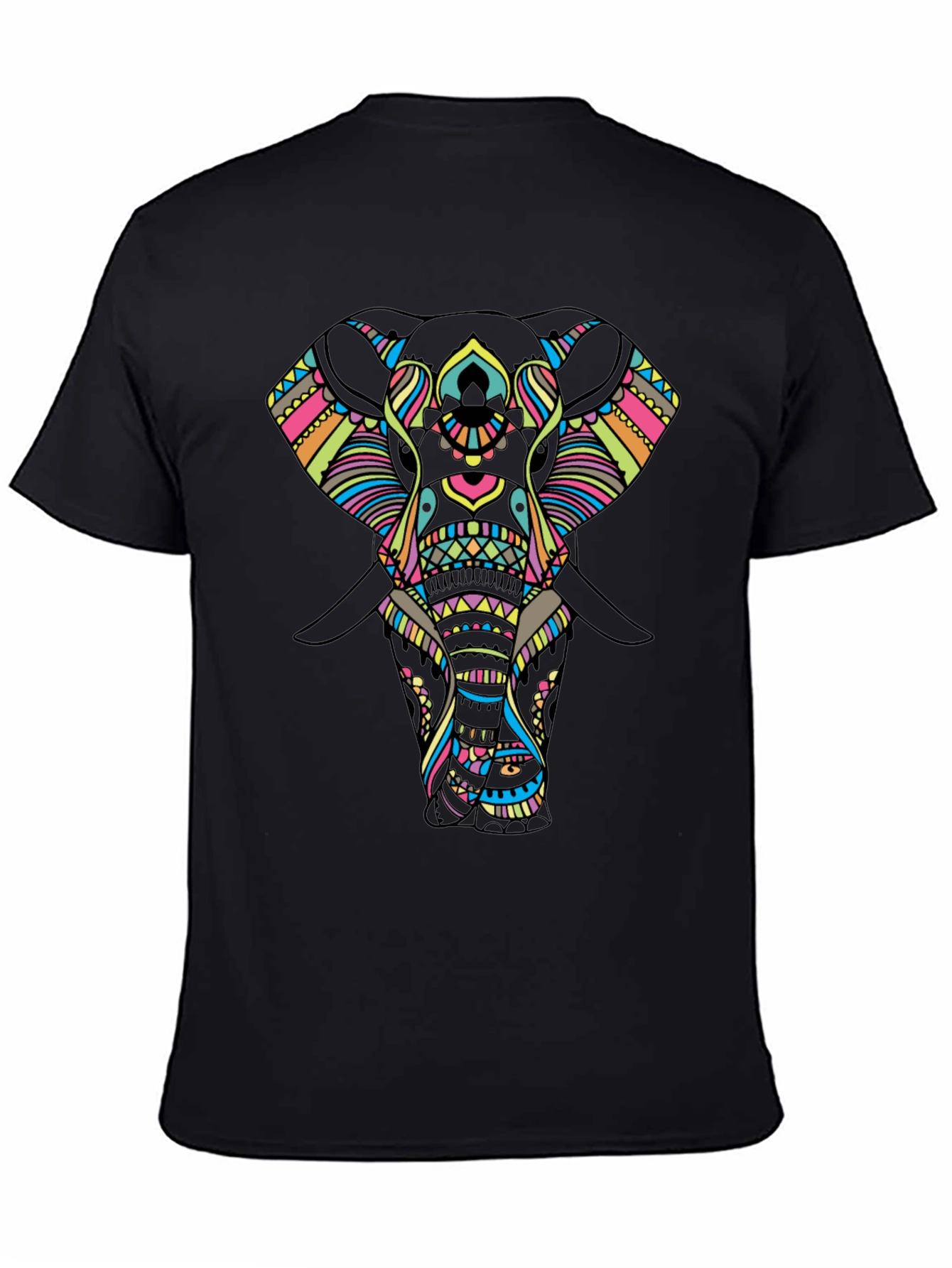 Mens Black T-Shirt with Elephant Design