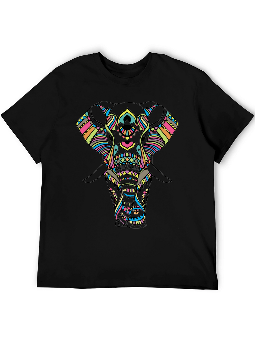 Mens Black T-Shirt with Elephant Design