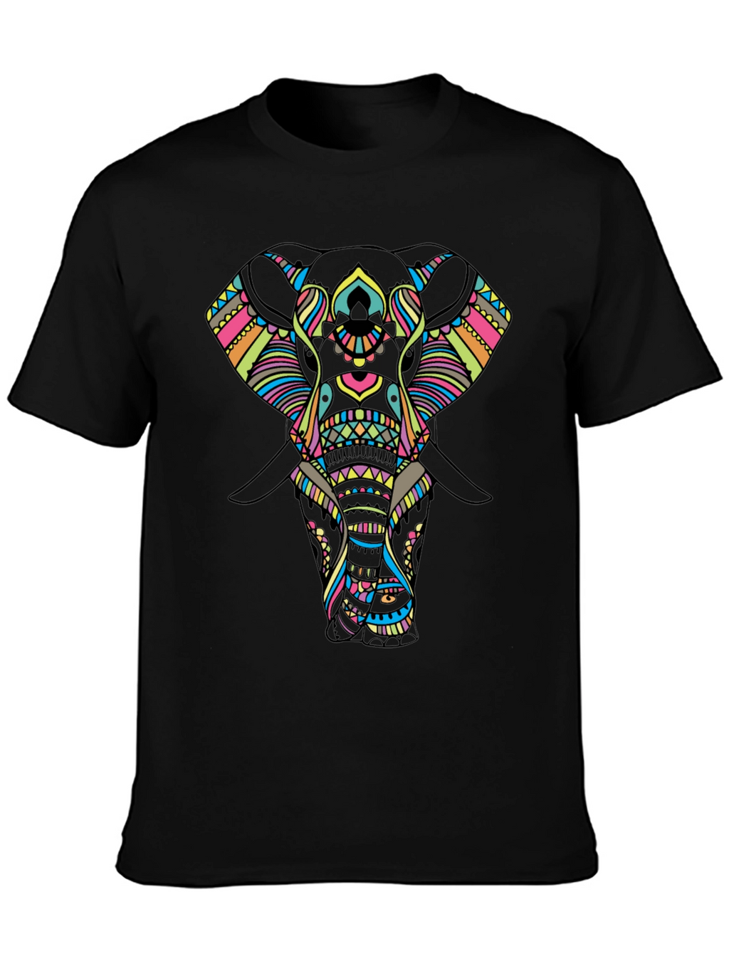 Mens Black T-Shirt with Elephant Design