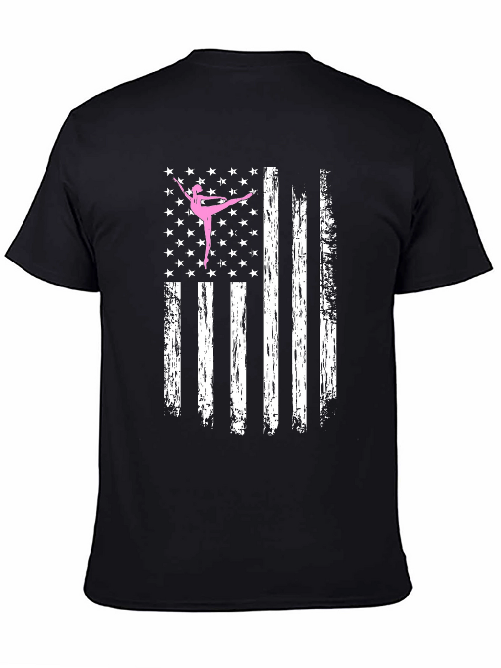 Ballet Dancer American Flag Black T-Shirt