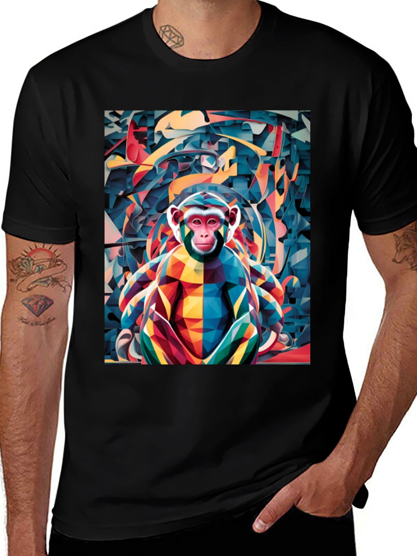 Abstract Monkey Graphic Tee - Unique Mens T-Shirt