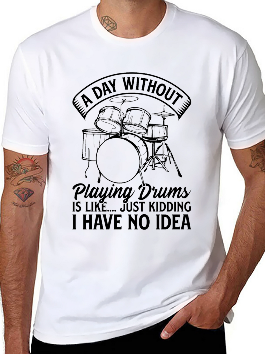 Drummer Humor Black Graphic Tee Shirt