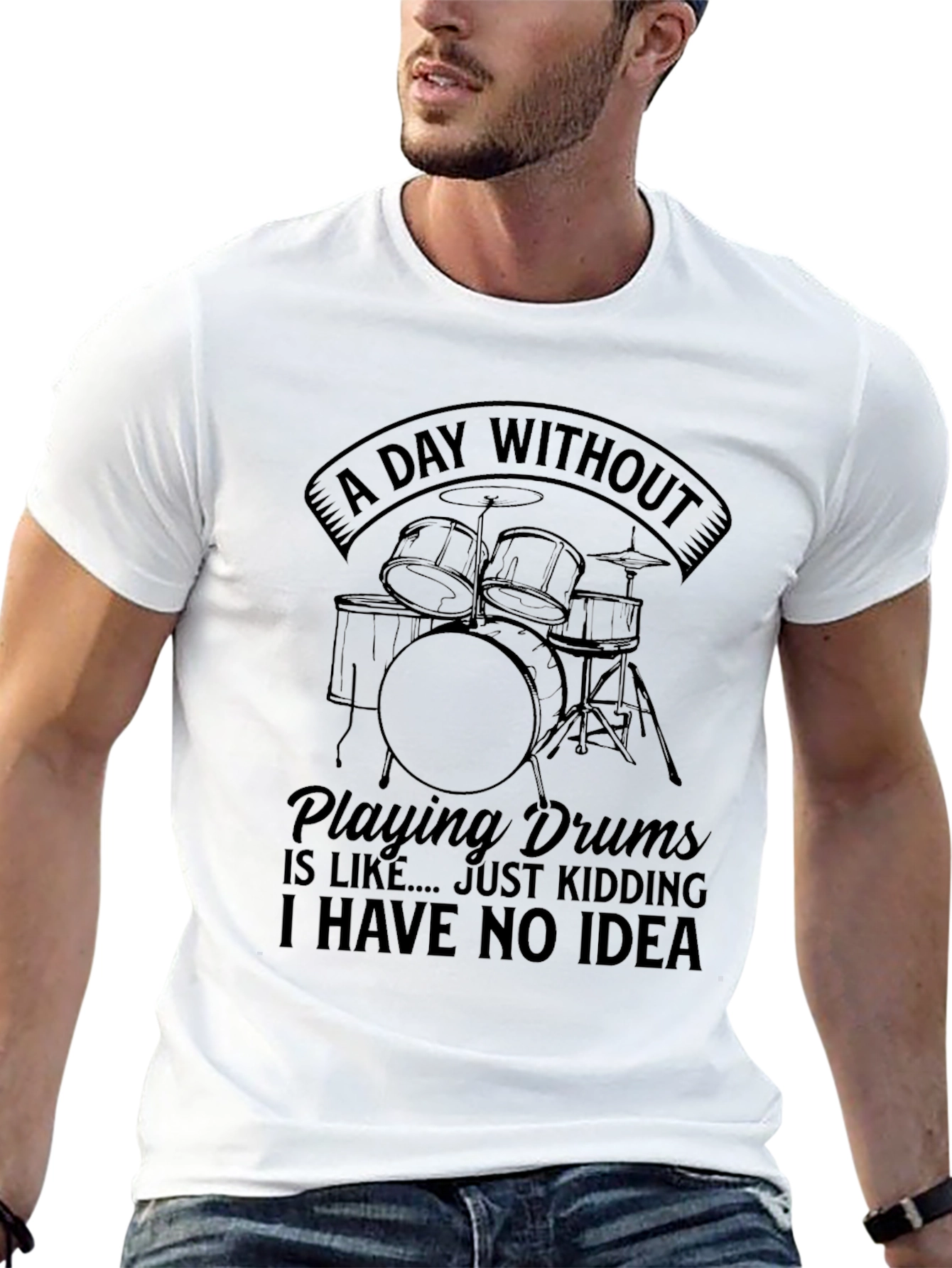 Drummer Humor Black Graphic Tee Shirt