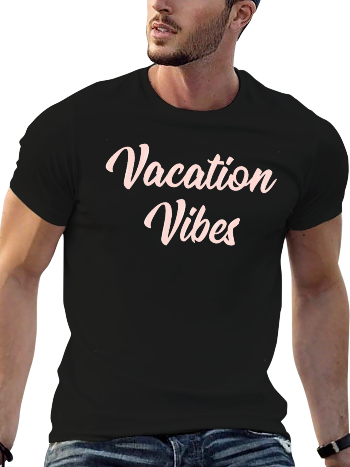 Vacation Vibes Black Graphic T-Shirt