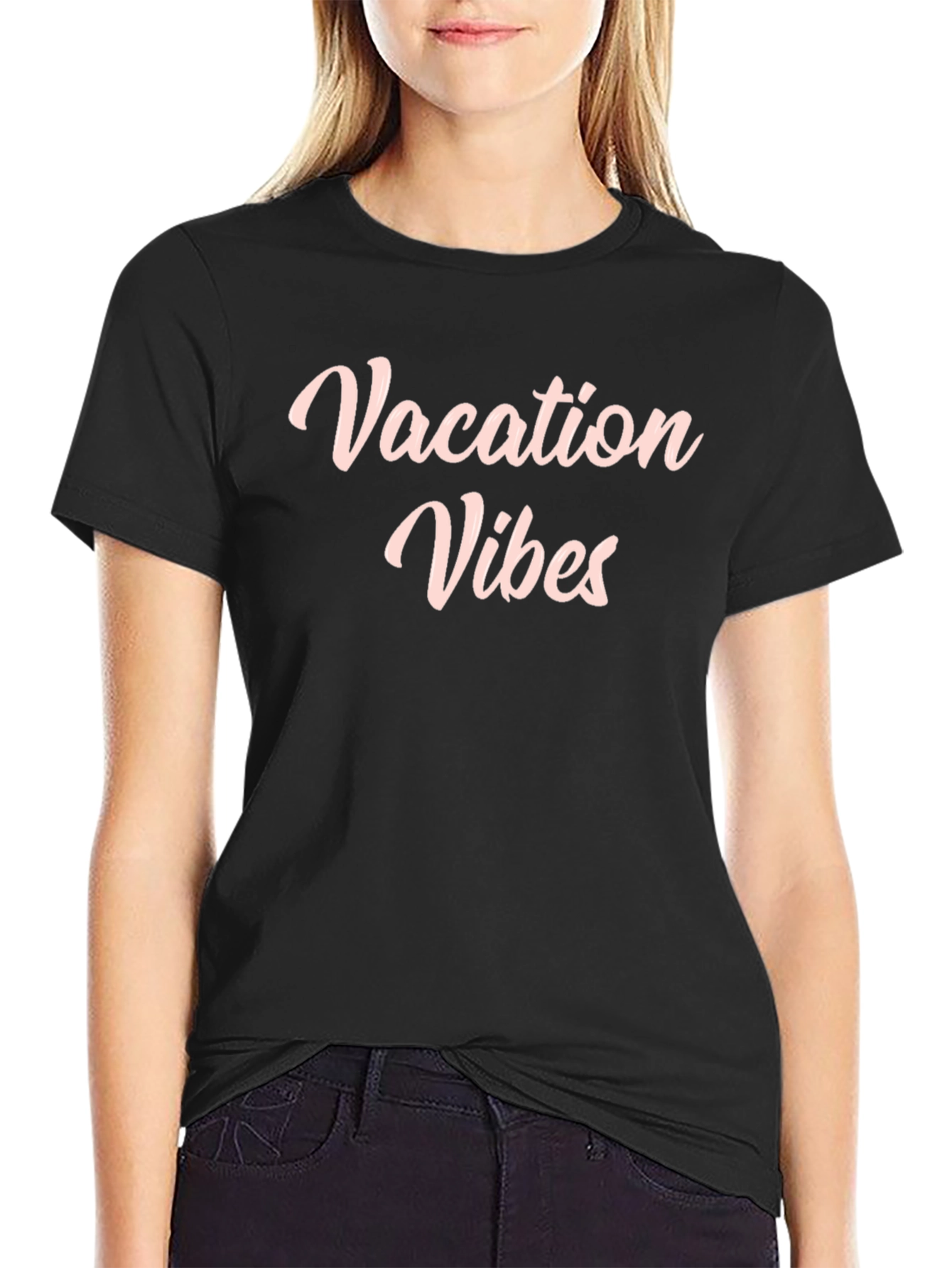 Vacation Vibes Black Graphic T-Shirt