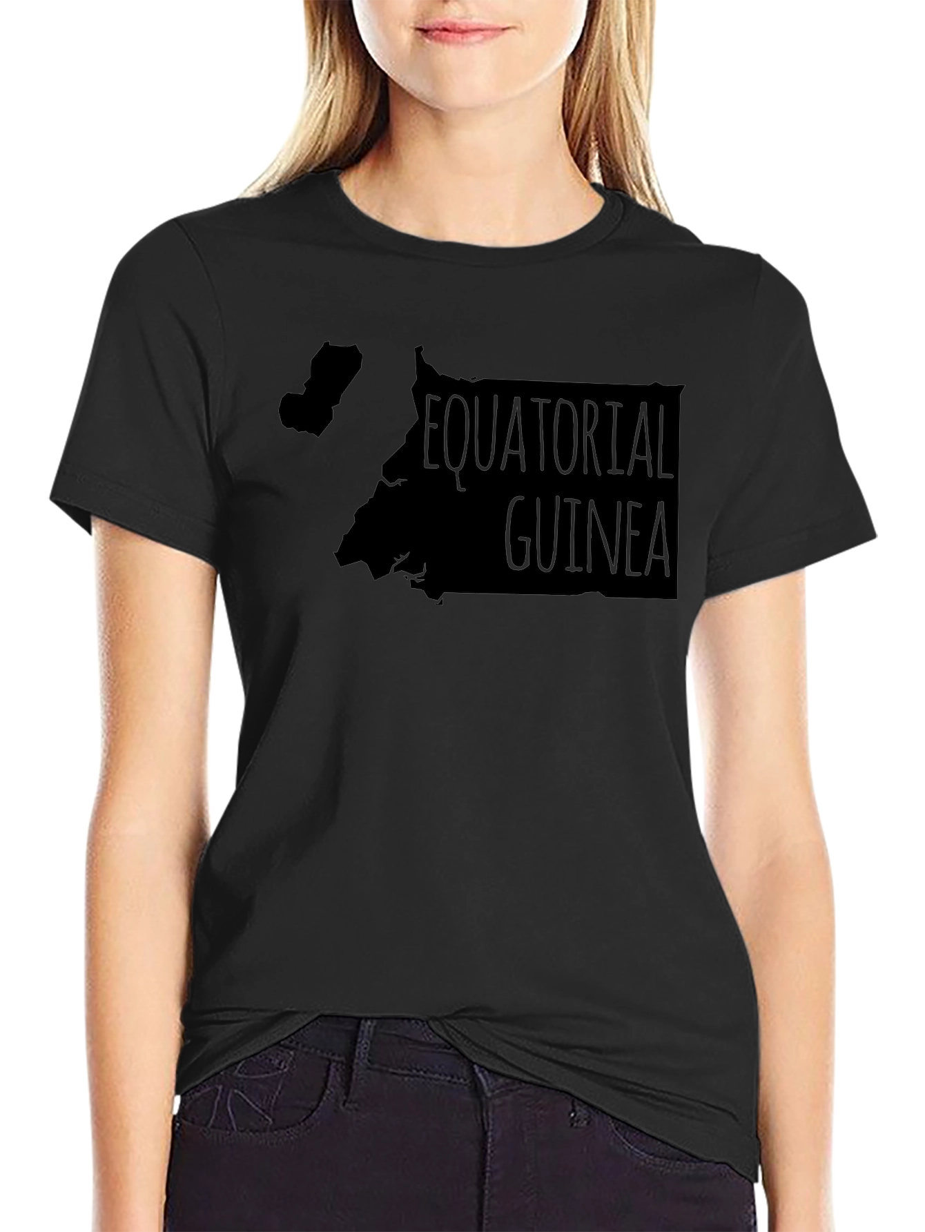 Equatorial Guinea Map Tee - Black Graphic T-Shirt