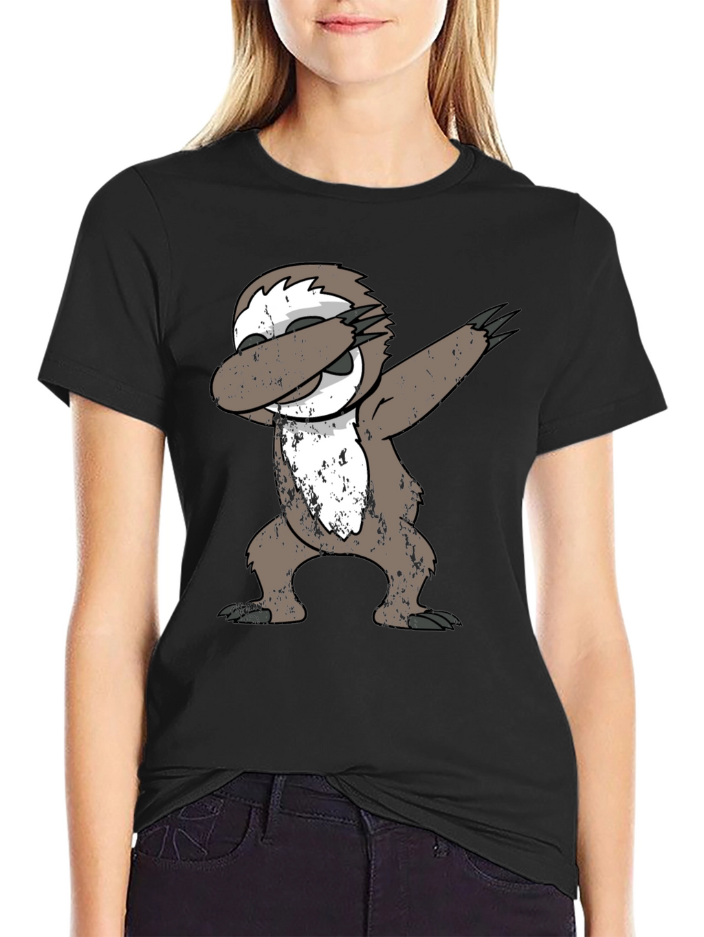 Dabbing Sloth Black T-Shirt