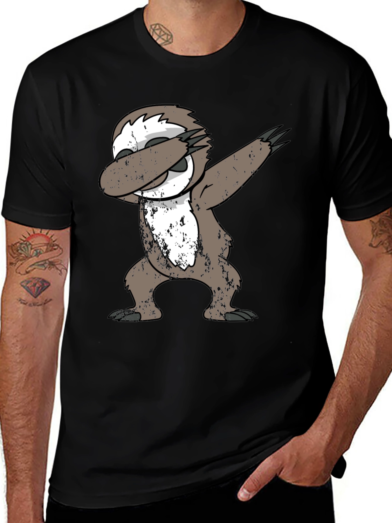 Dabbing Sloth Black T-Shirt
