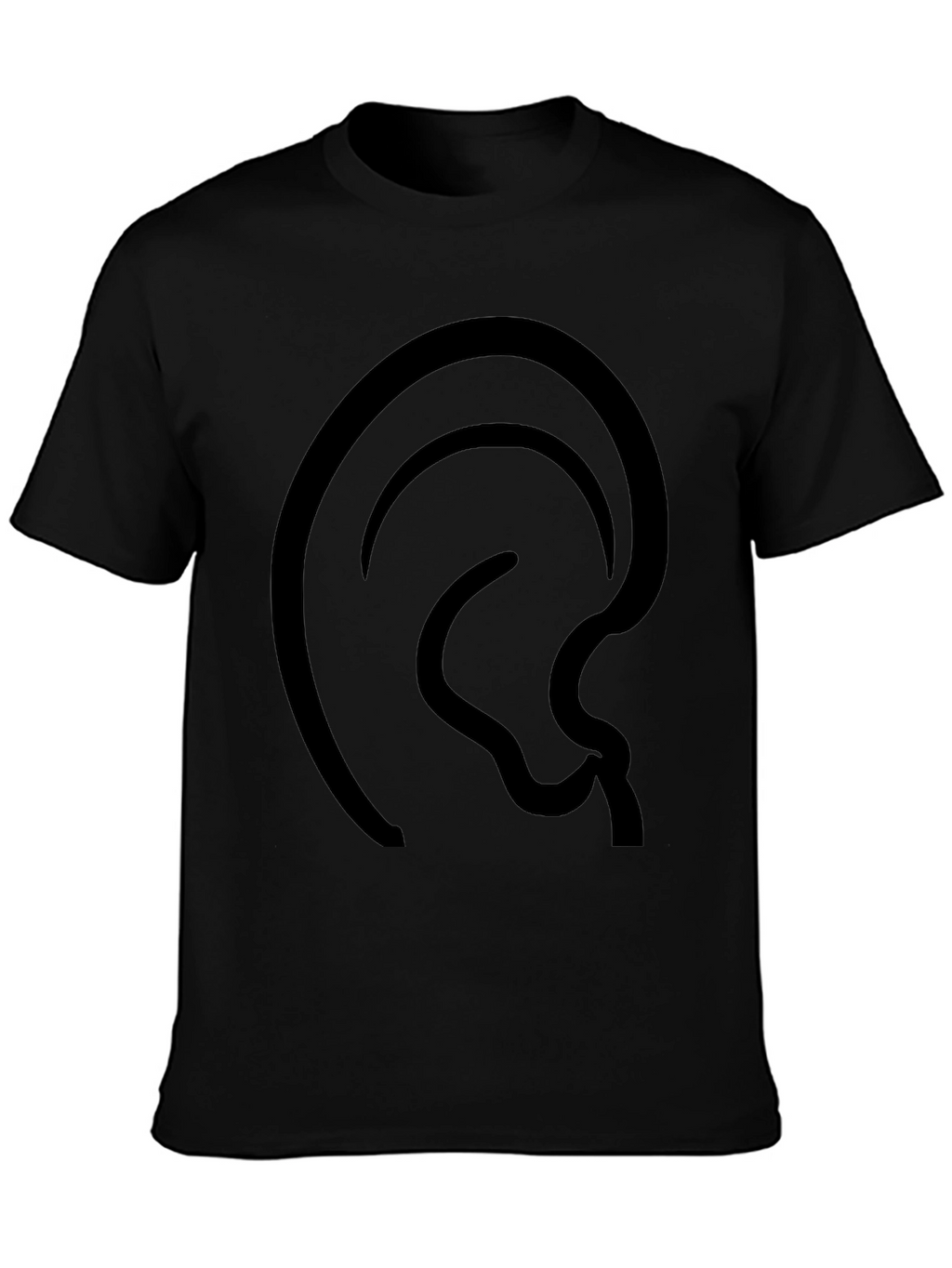 Abstract Ear Design Black T-Shirt