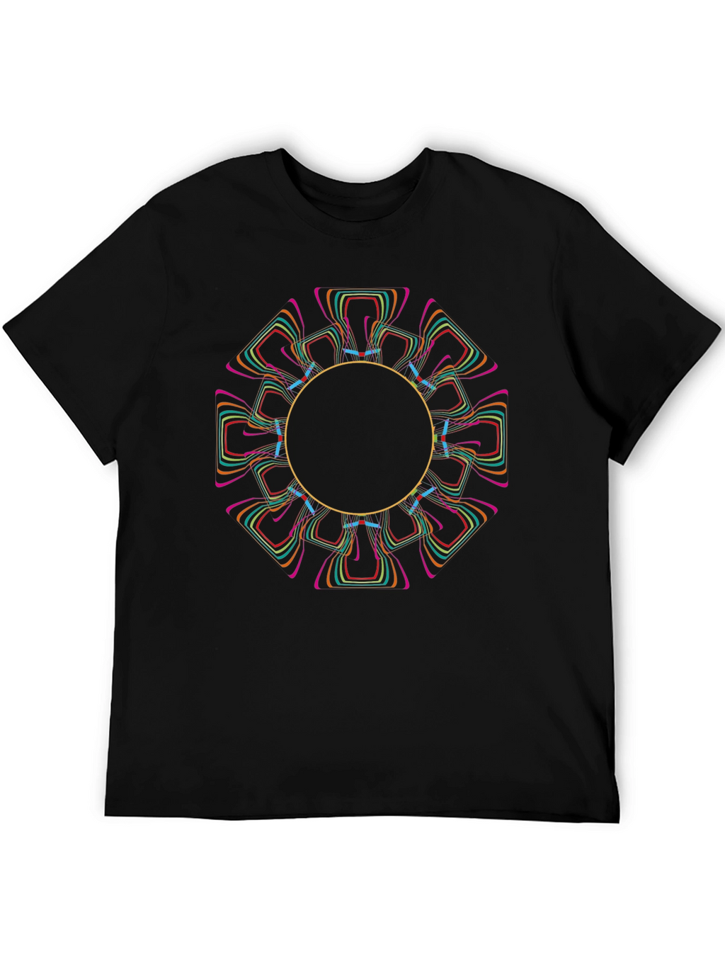 Geometric Circle Graphic Black T-Shirt