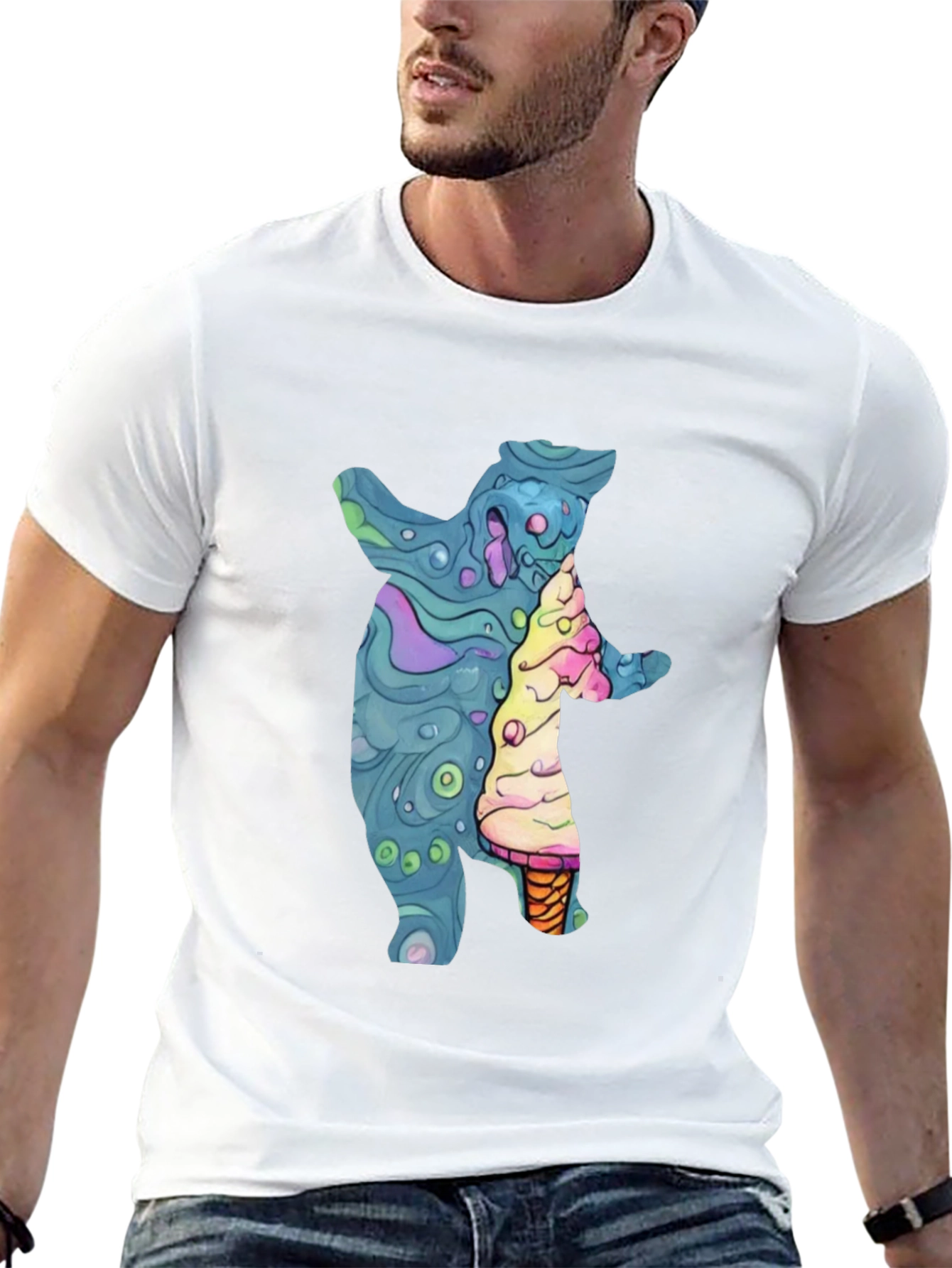 Bear and Ice Cream Graphic T-Shirt