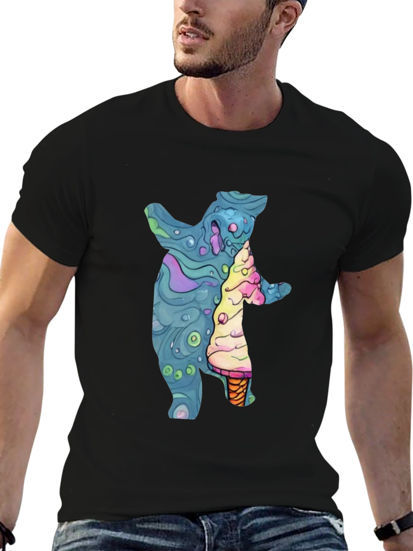 Bear and Ice Cream Graphic T-Shirt