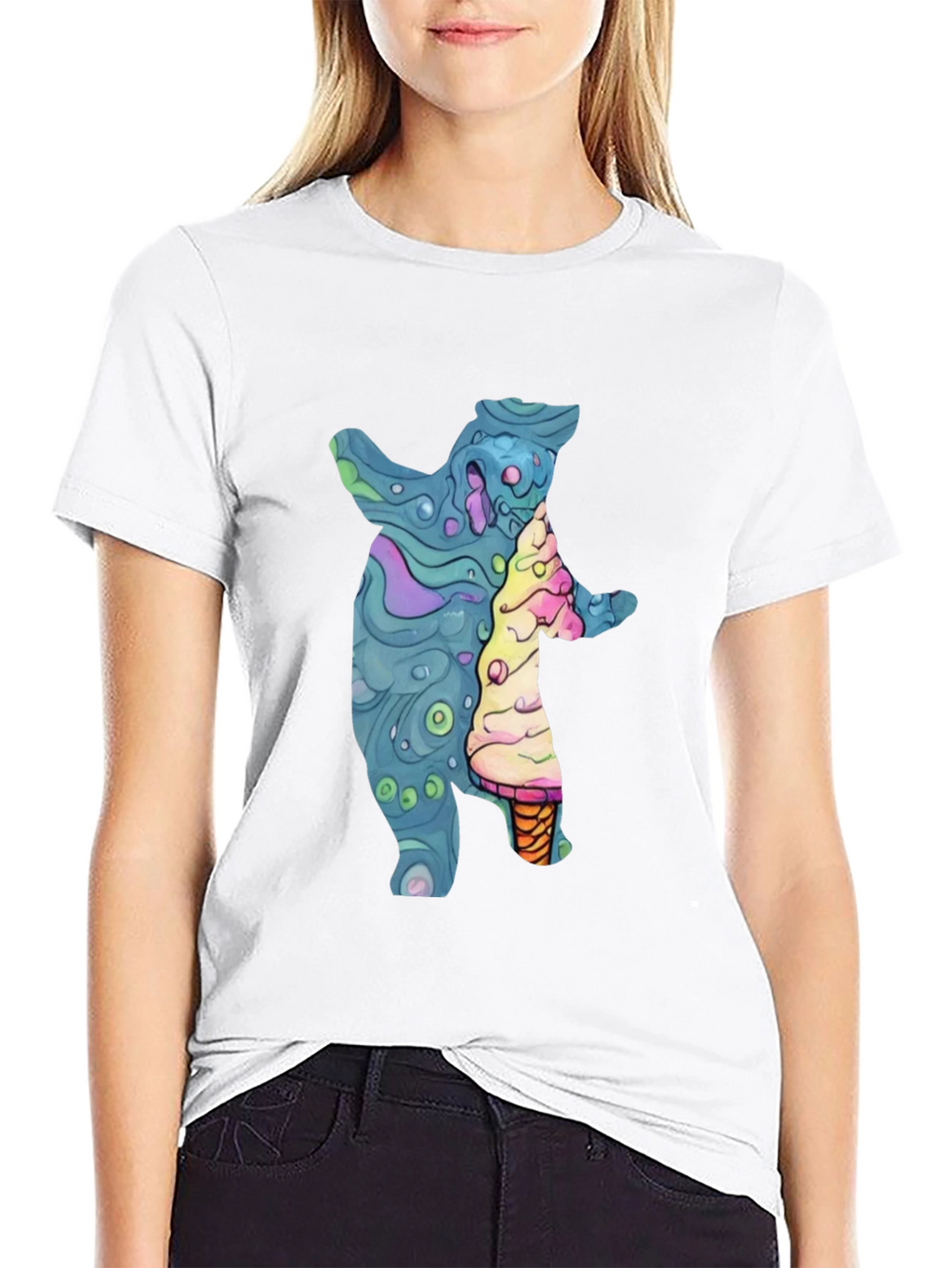Bear and Ice Cream Graphic T-Shirt