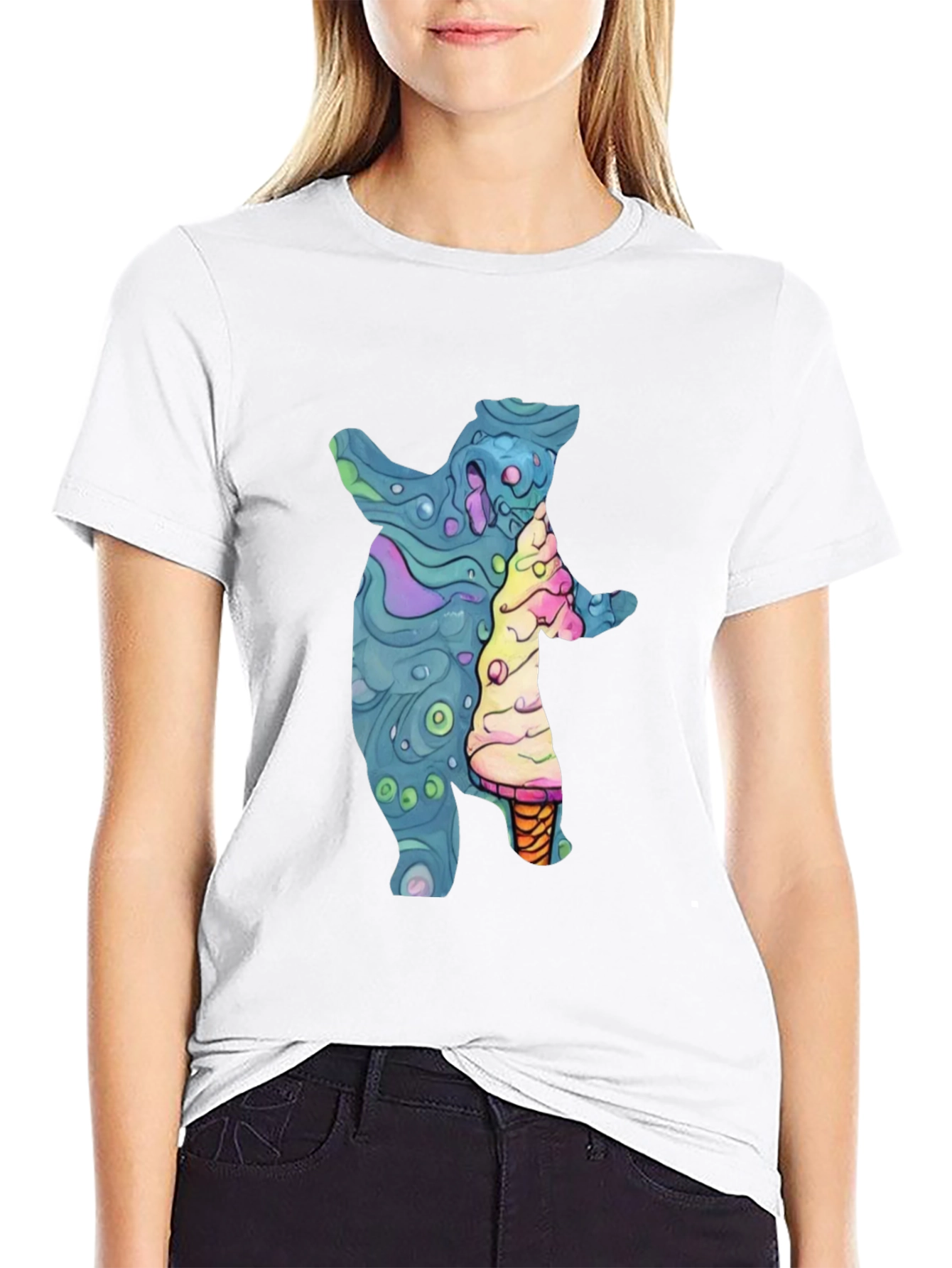 Bear and Ice Cream Graphic T-Shirt