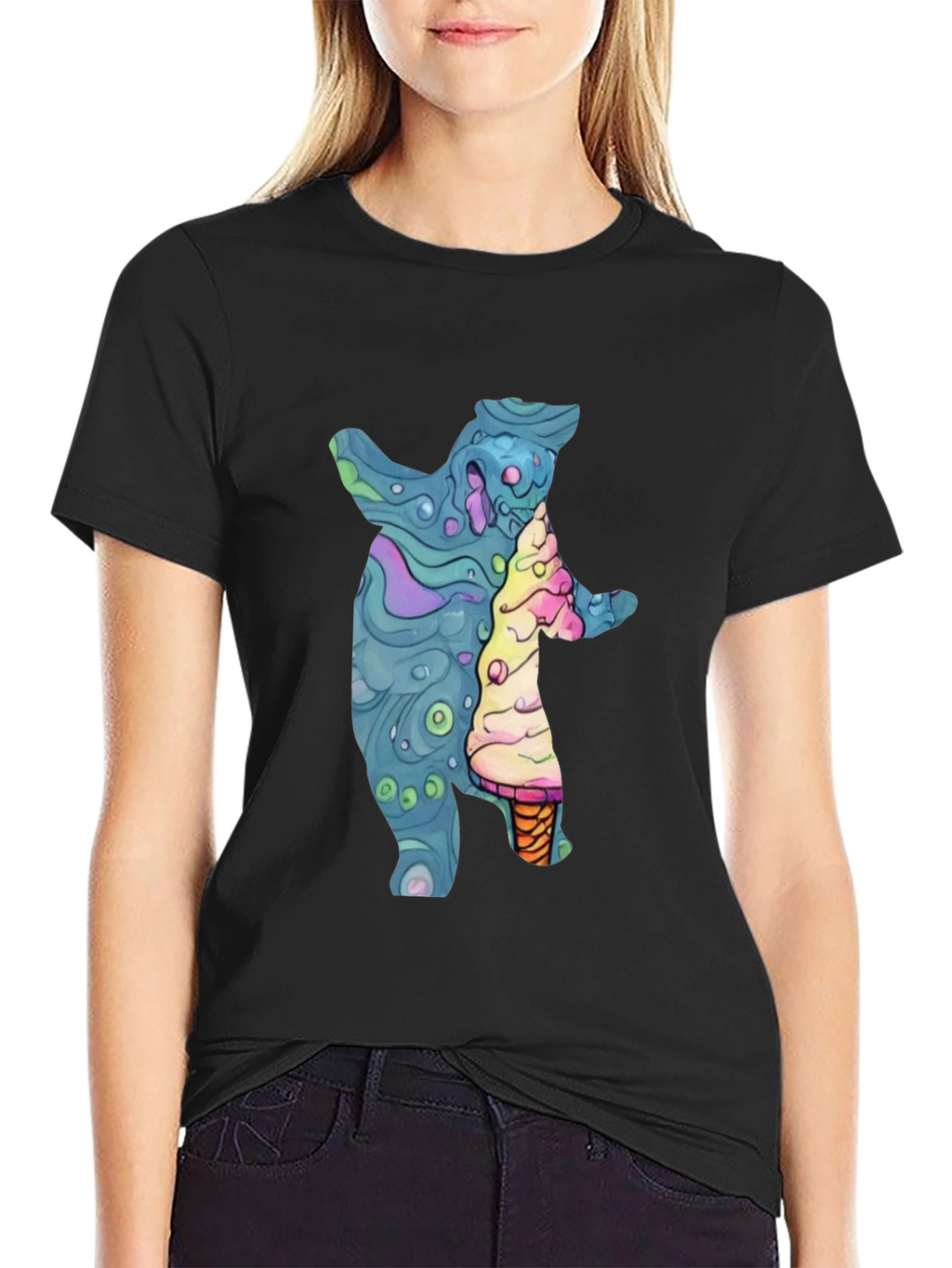 Bear and Ice Cream Graphic T-Shirt