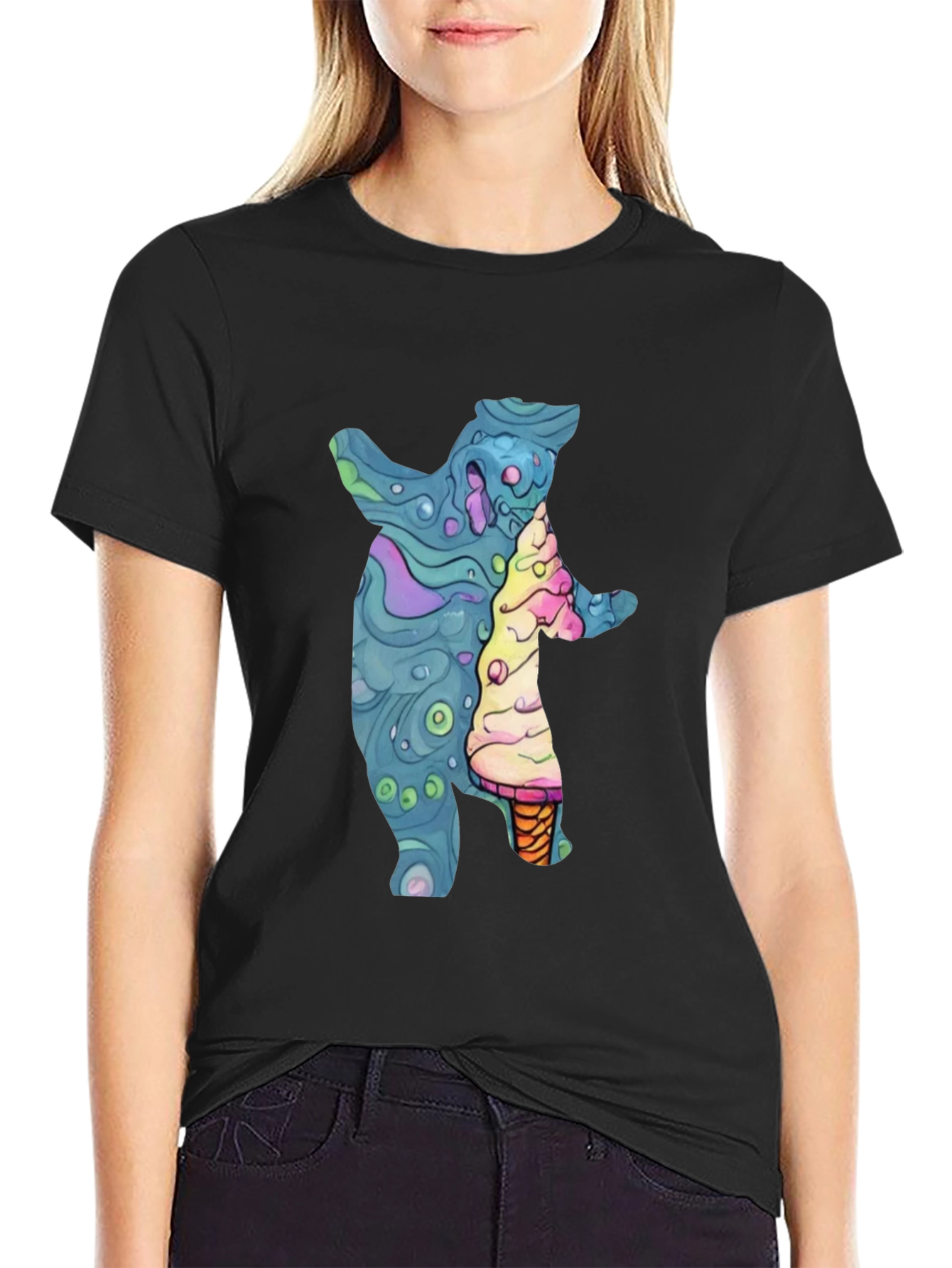 Bear and Ice Cream Graphic T-Shirt