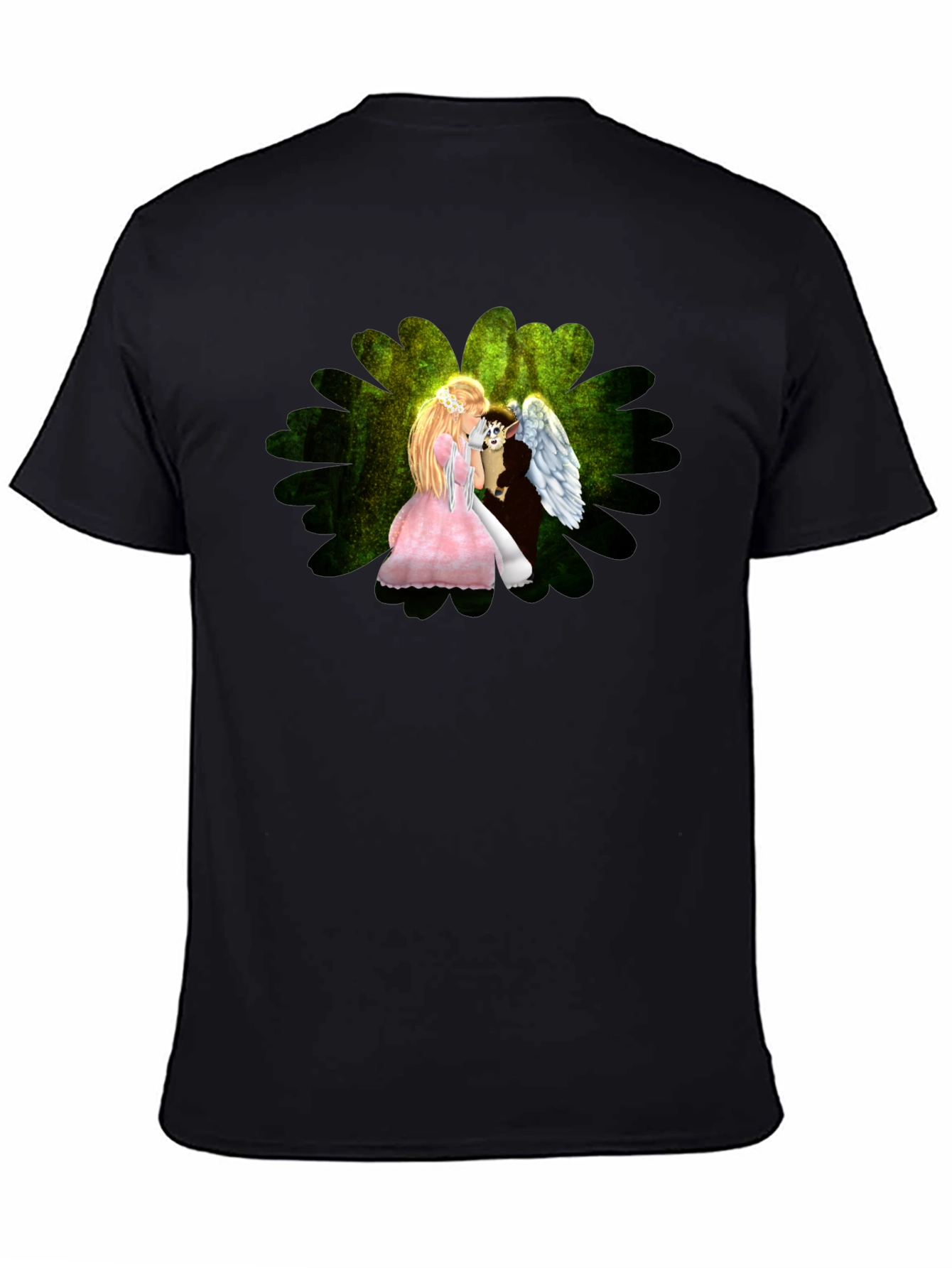 Angel & Elf Black T-Shirt - Fantasy Art Tee