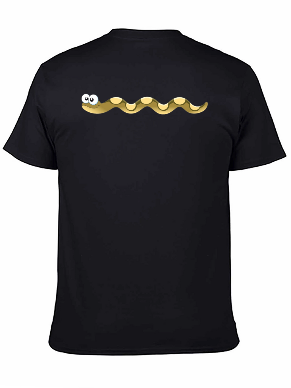 Cartoon Snake Graphic Tee - Black Cotton T-Shirt