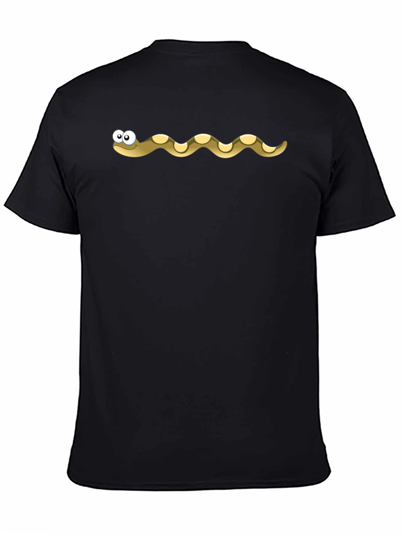 Cartoon Snake Graphic Tee - Black Cotton T-Shirt