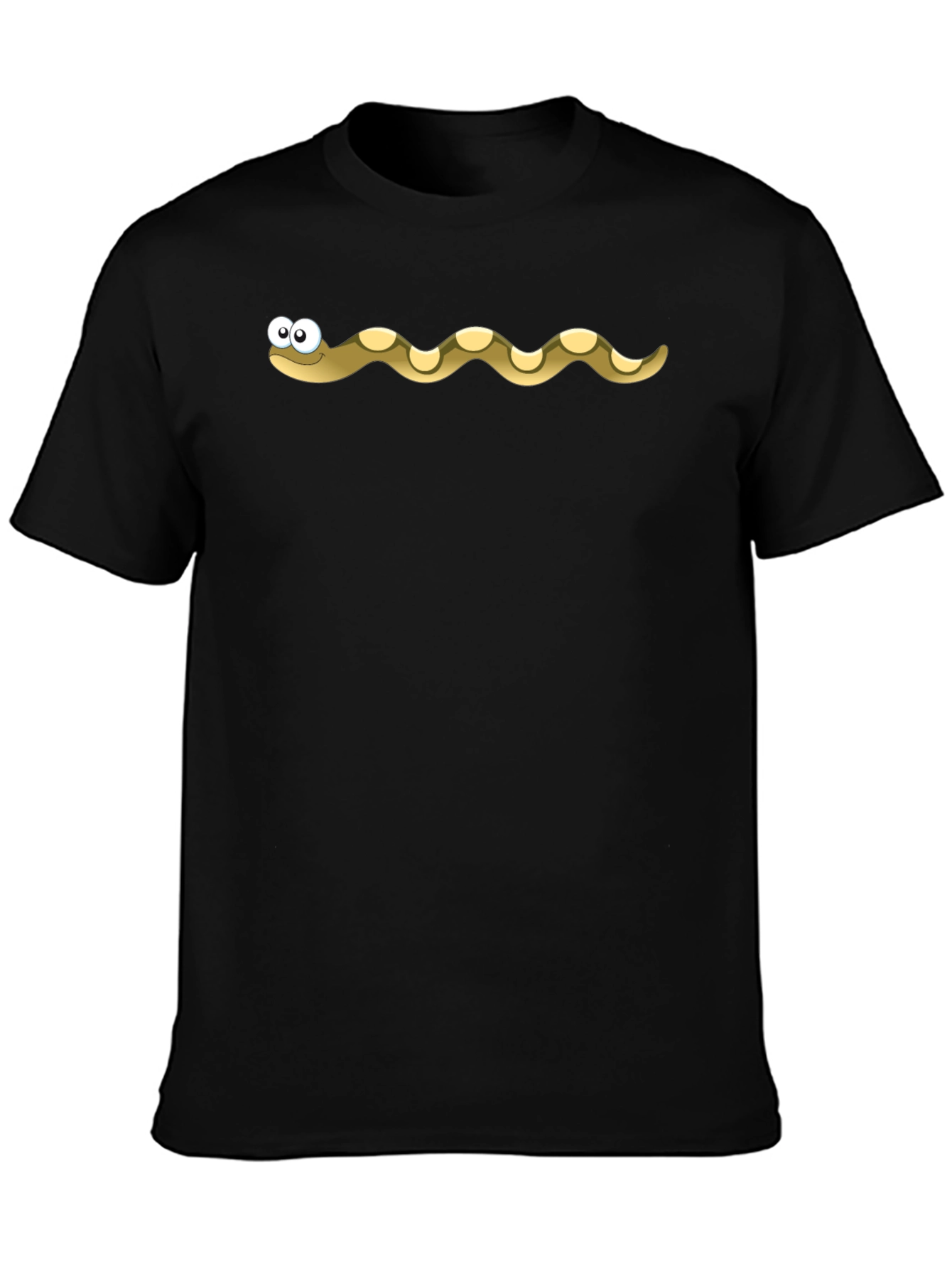 Cartoon Snake Graphic Tee - Black Cotton T-Shirt