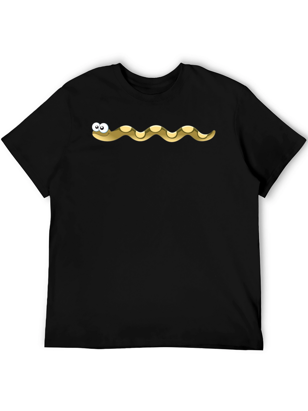 Cartoon Snake Graphic Tee - Black Cotton T-Shirt