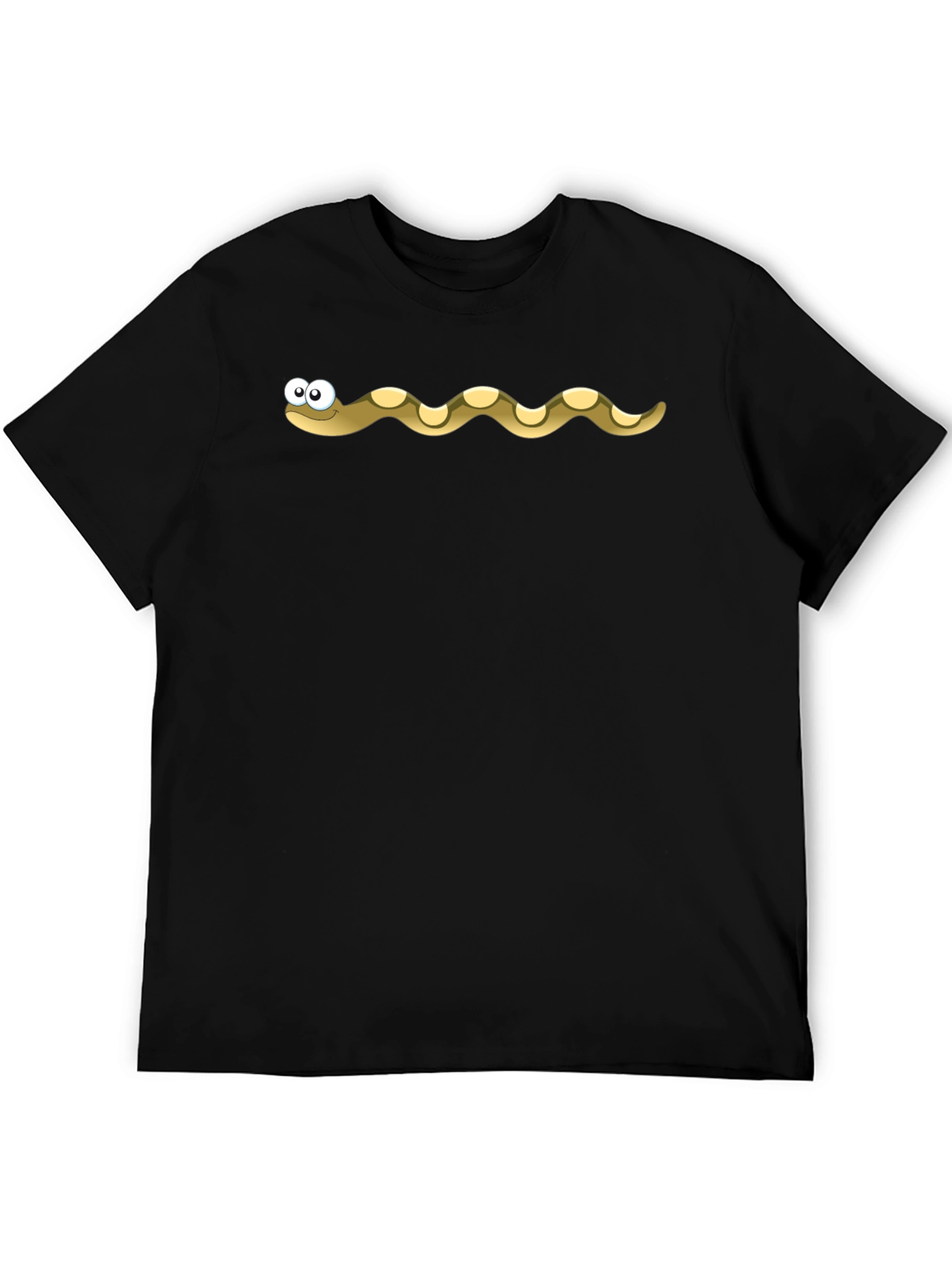 Cartoon Snake Graphic Tee - Black Cotton T-Shirt