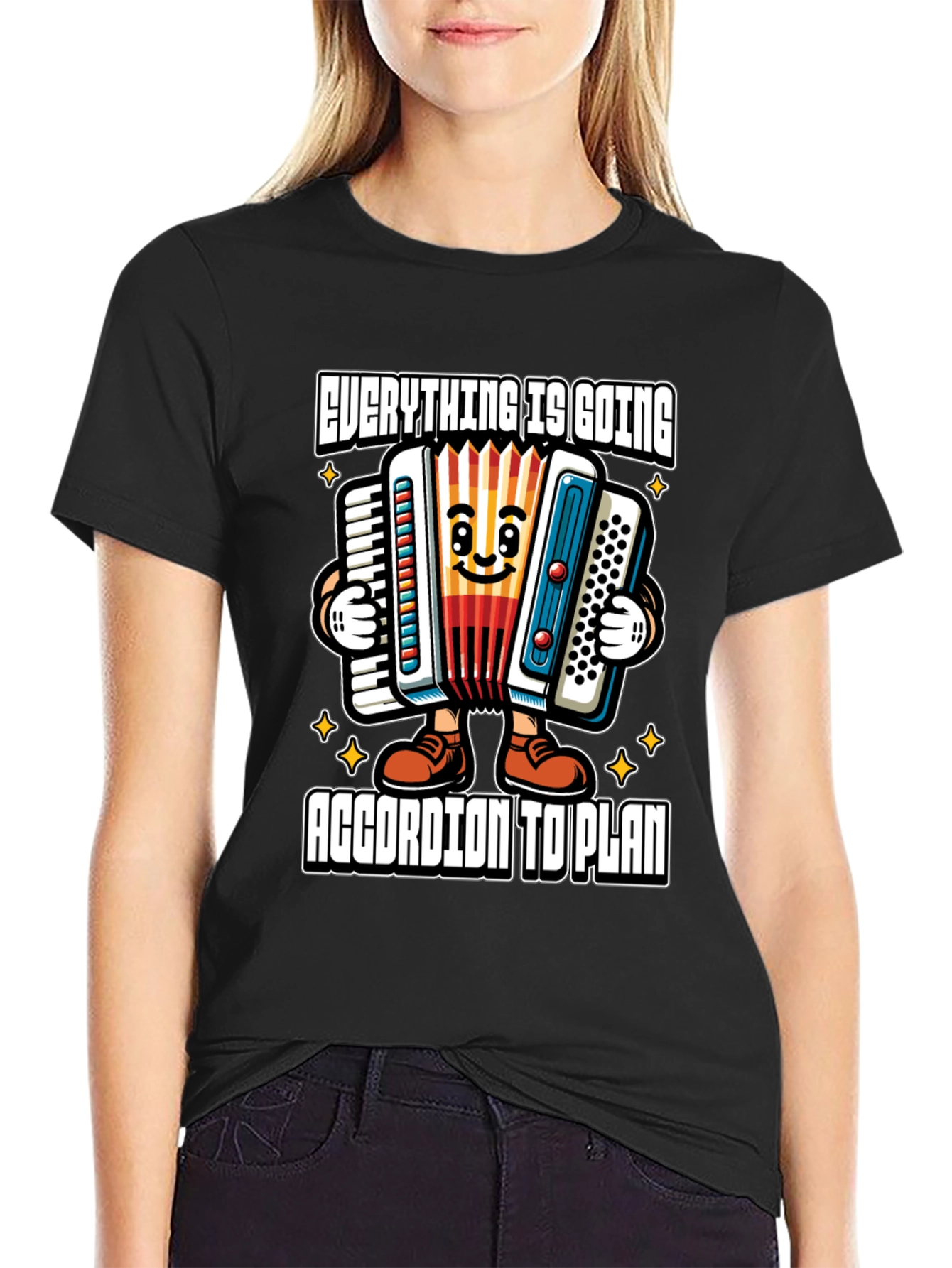 Funny Accordion Cartoon T-Shirt