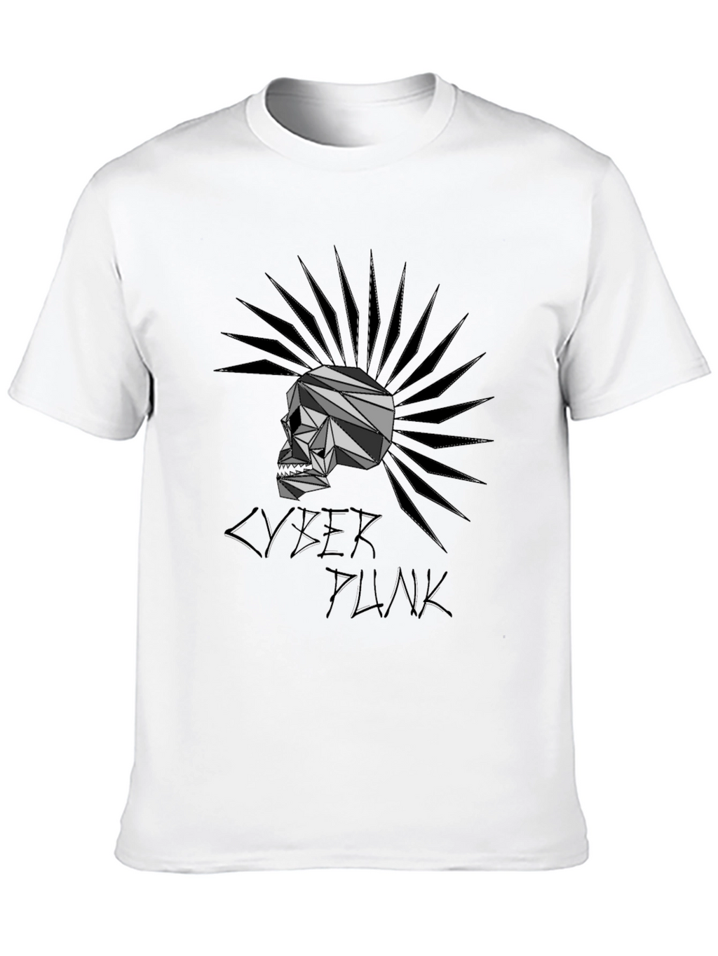 Cyberpunk Skull Graphic T-Shirt - Black