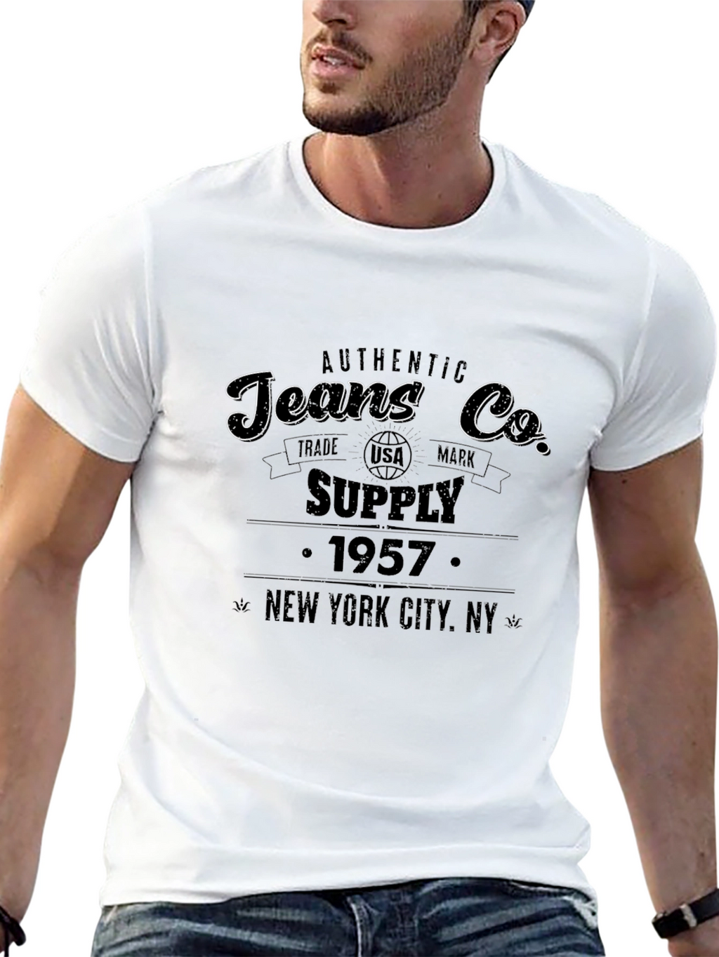 Authentic Jeans Co. Black Graphic T-Shirt