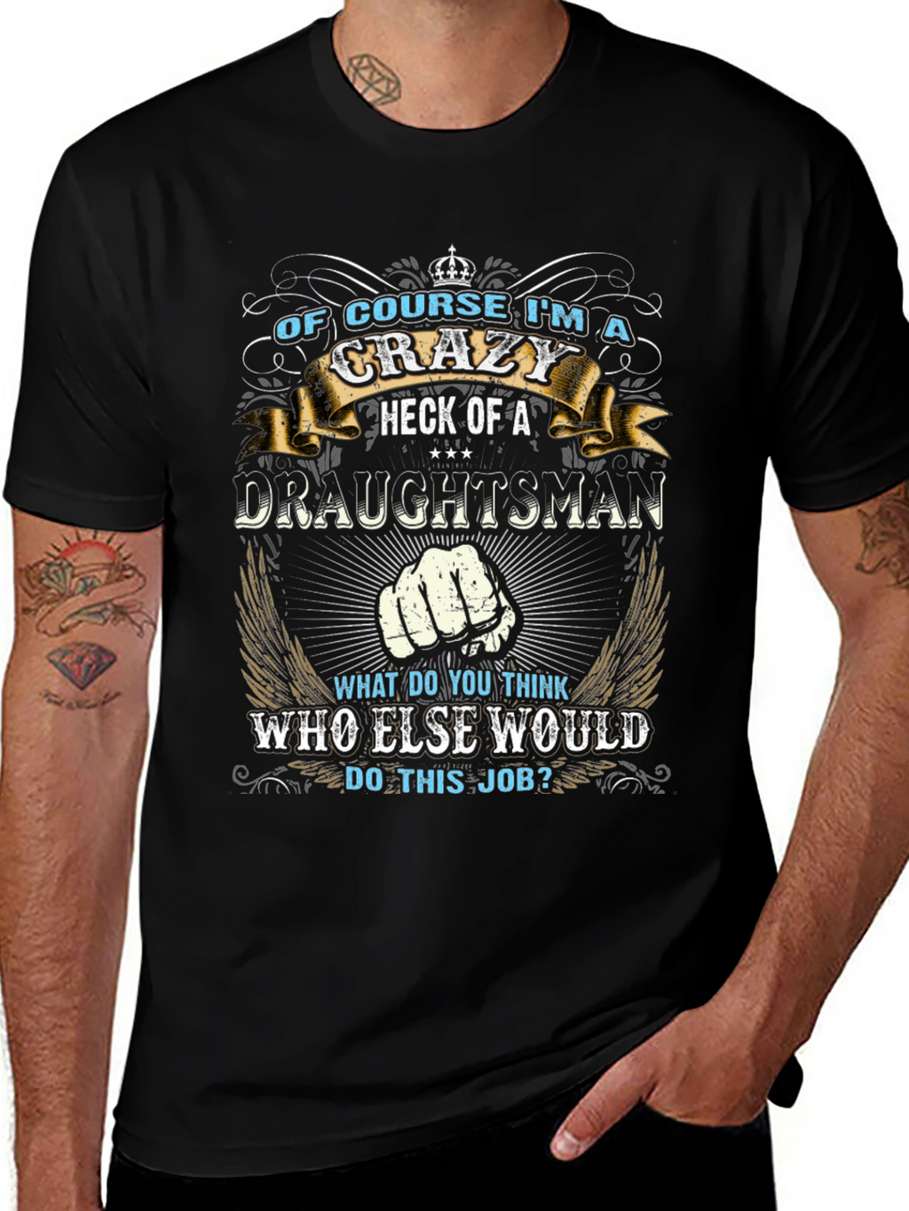 Crazy Draughtsman T-Shirt Funny Graphic Tee