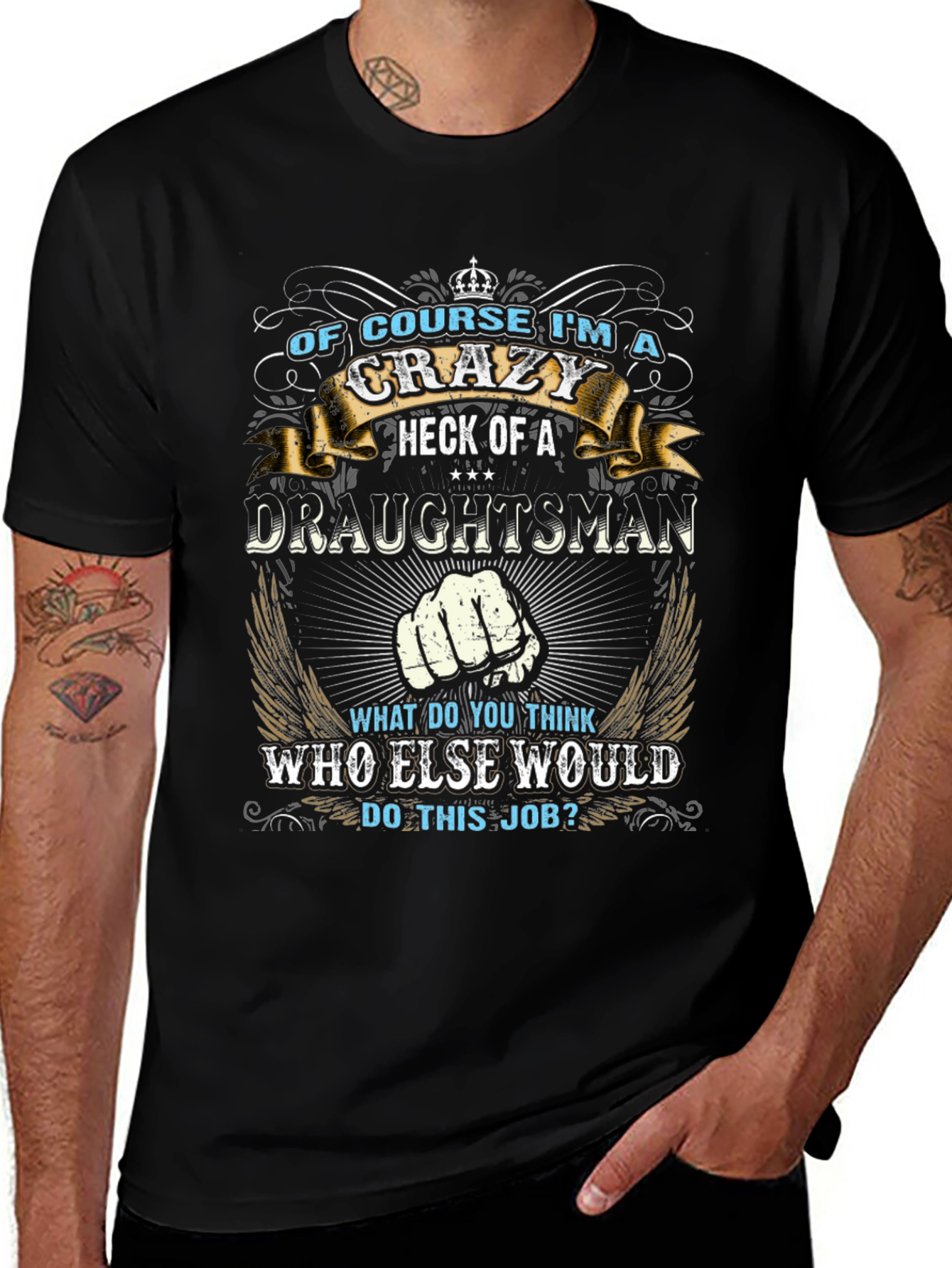 Crazy Draughtsman T-Shirt Funny Graphic Tee