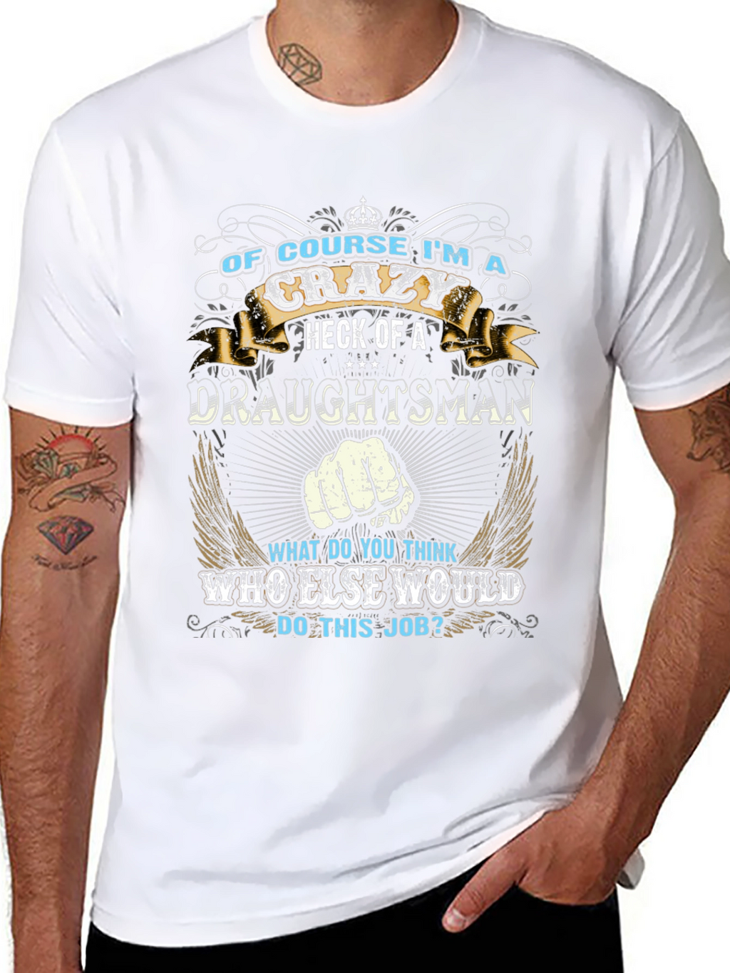 Crazy Draughtsman T-Shirt Funny Graphic Tee