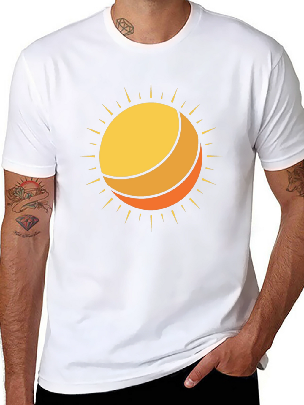Sun Graphic Black Cotton T-Shirt