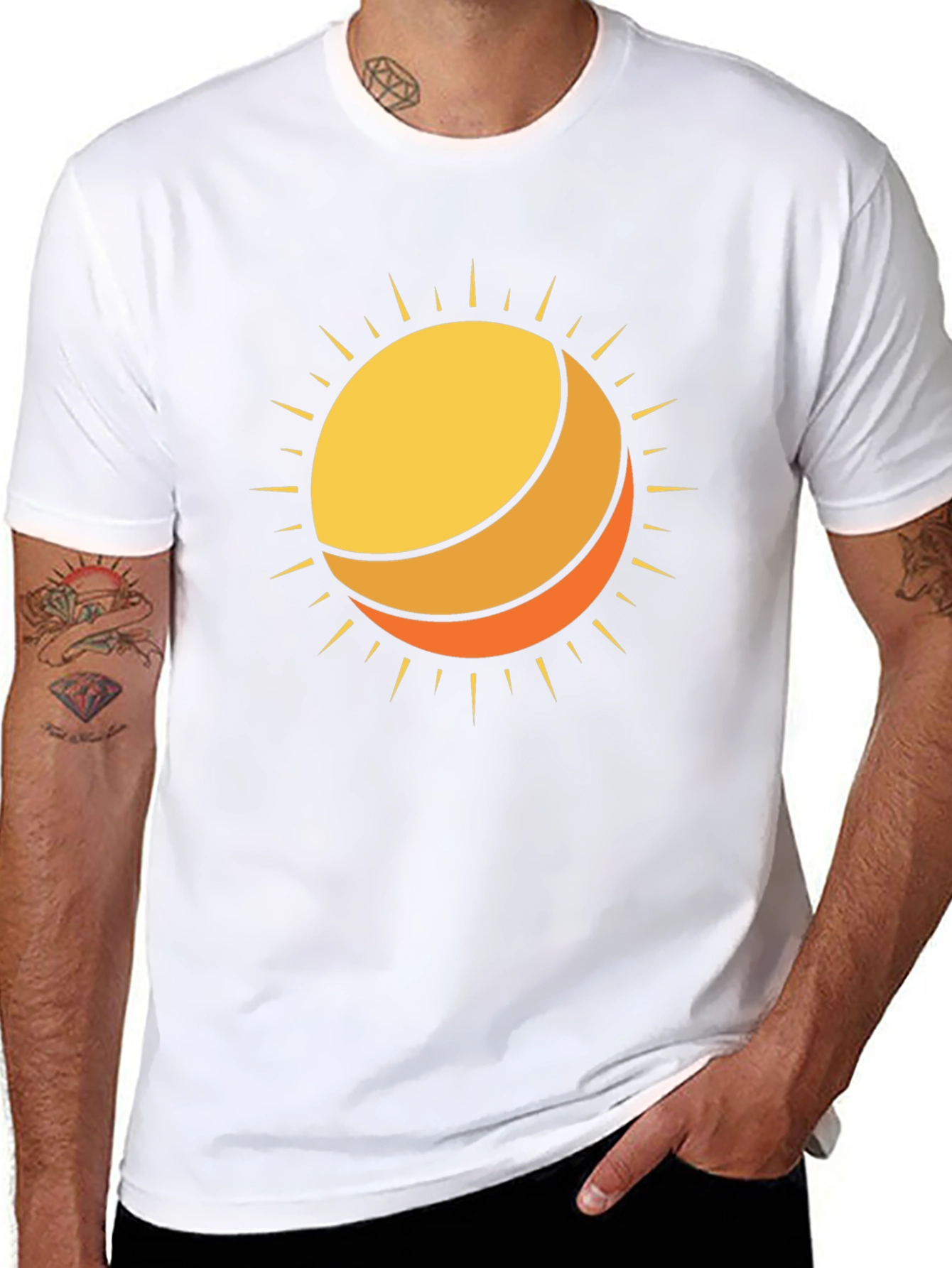 Sun Graphic Black Cotton T-Shirt