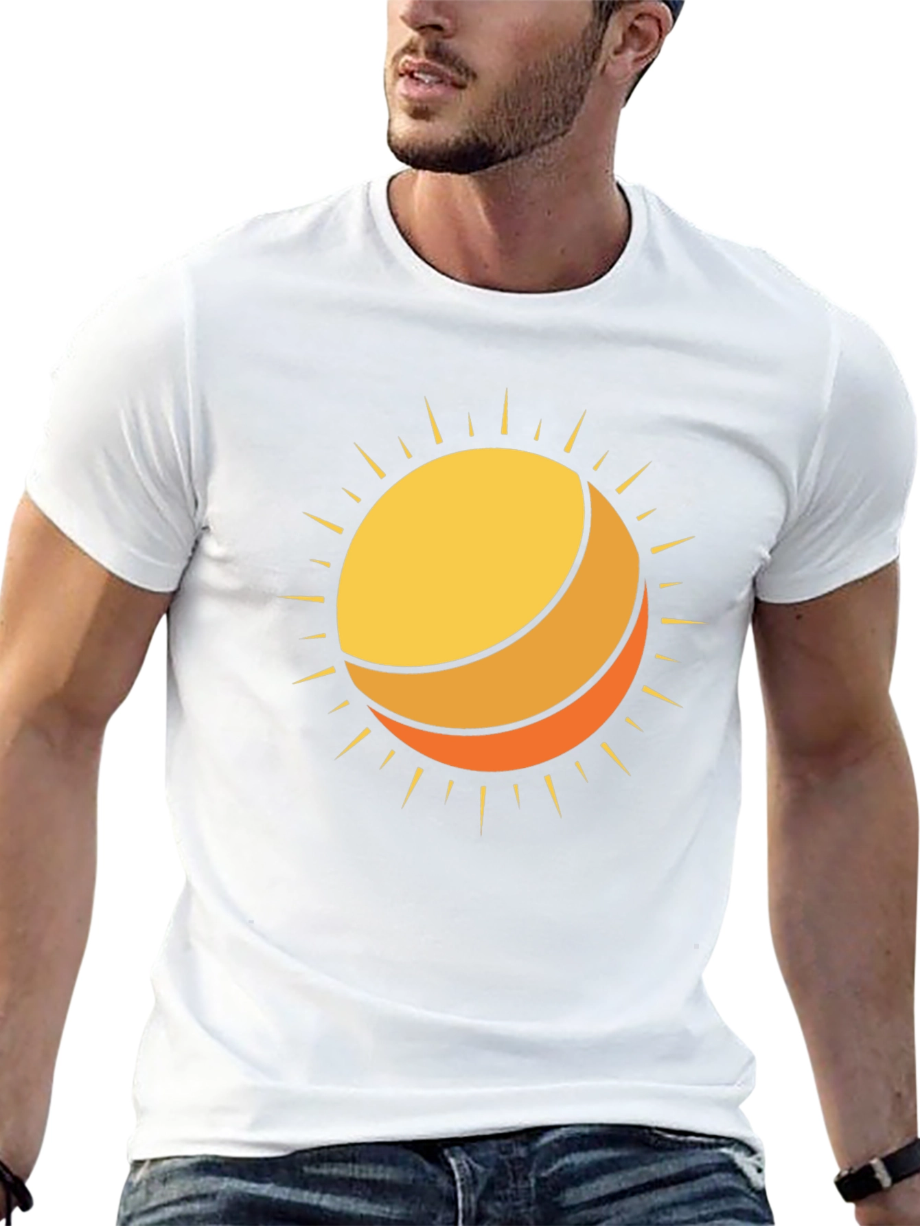 Sun Graphic Black Cotton T-Shirt