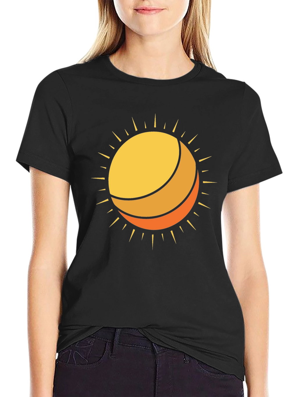 Sun Graphic Black Cotton T-Shirt